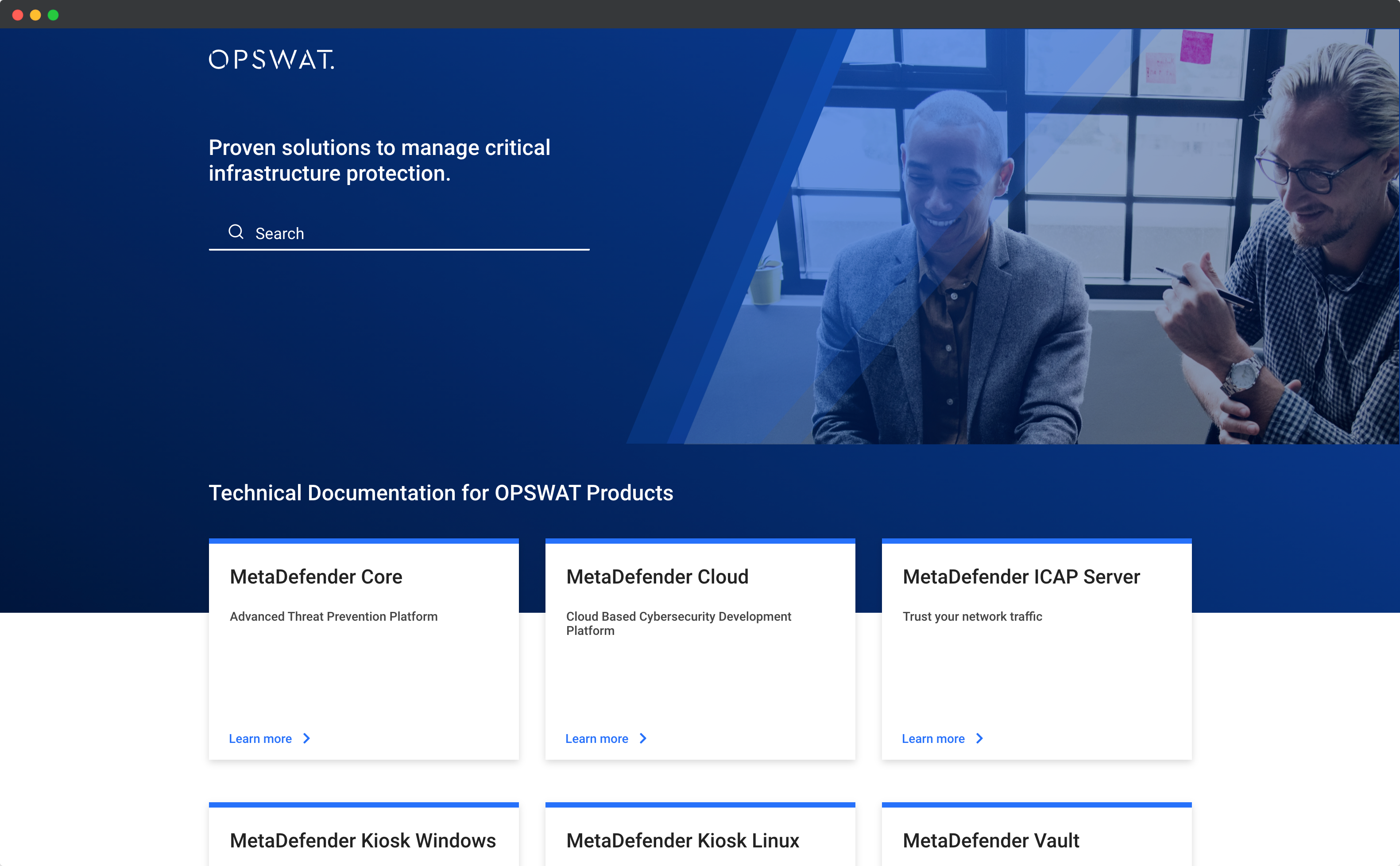 OPSWAT technical documentation running on DeveloperHub